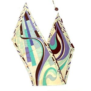 Authentic Emilio Pucci Silk Printed Scarf Tassel